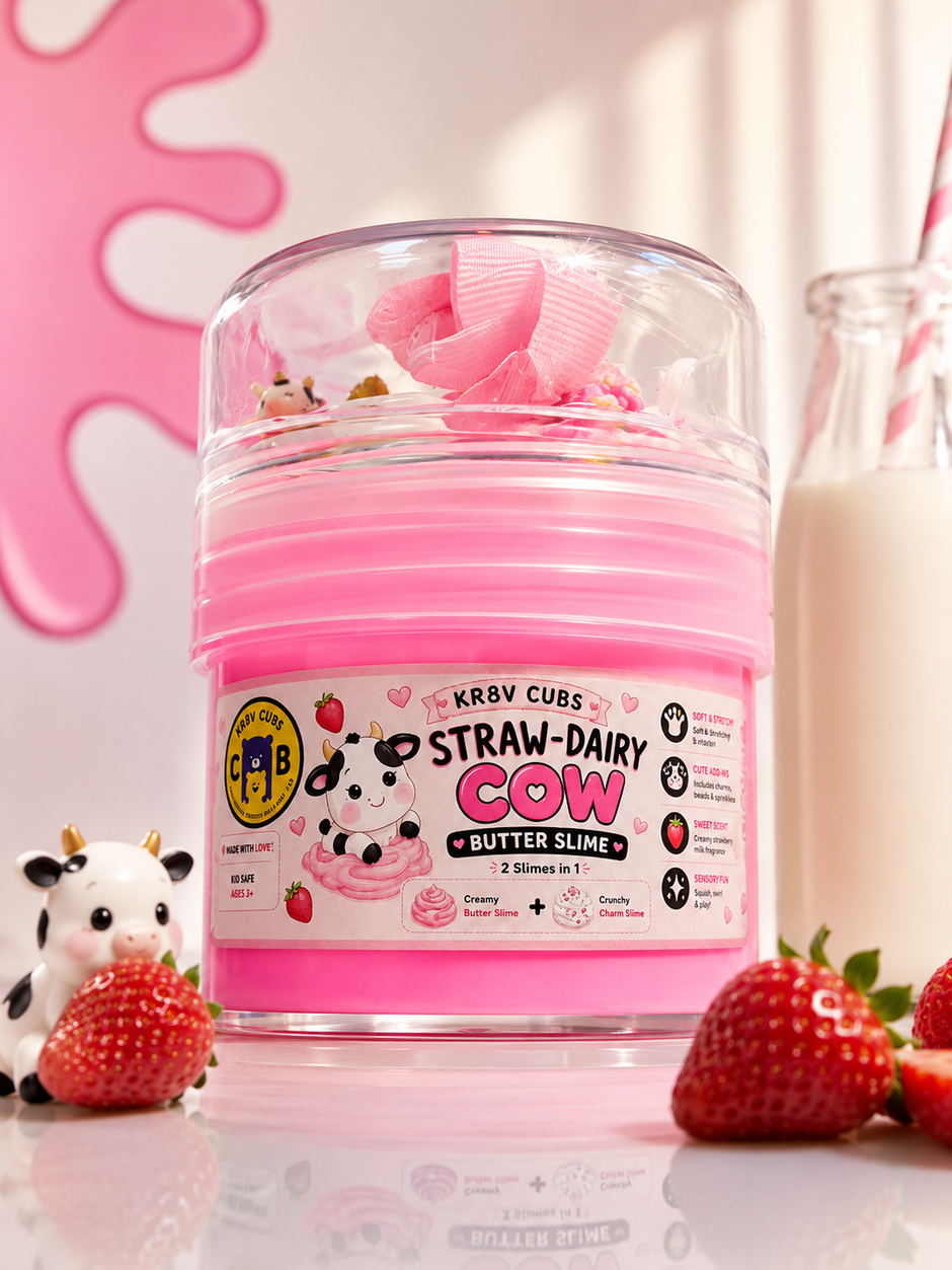 Straw-Dairy Cow | Bubble Gum Butter Slime