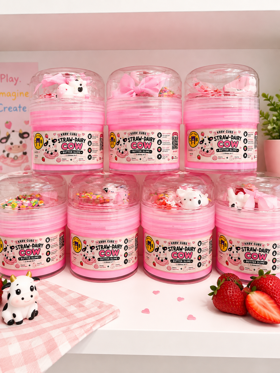 Straw-Dairy Cow | Bubble Gum Butter Slime