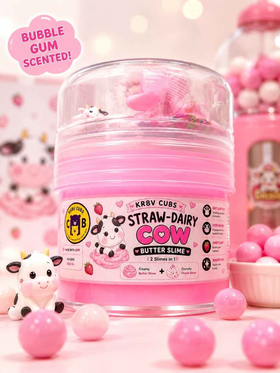 Straw-Dairy Cow | Bubble Gum Butter Slime