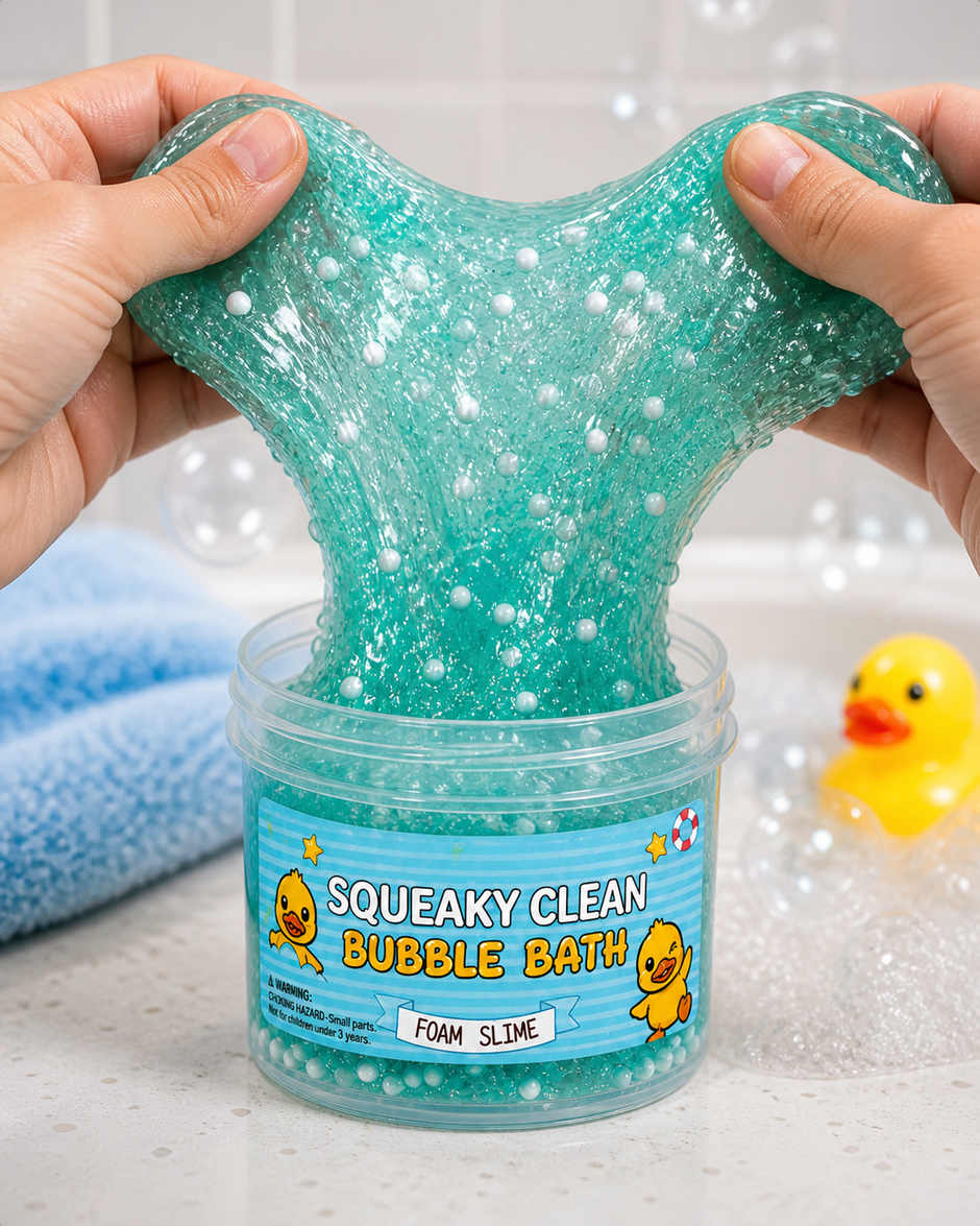 Squeaky Clean Bubble Bath Jelly Slime with foam beads