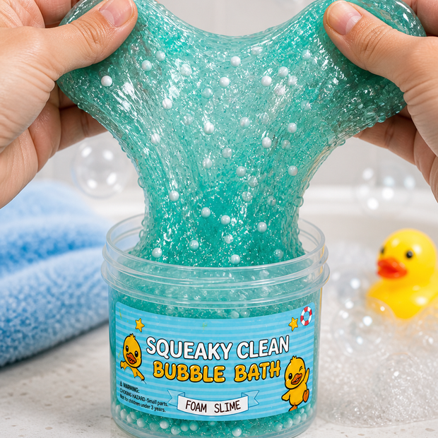 Squeaky Clean Bubble Bath Jelly Slime with foam beads