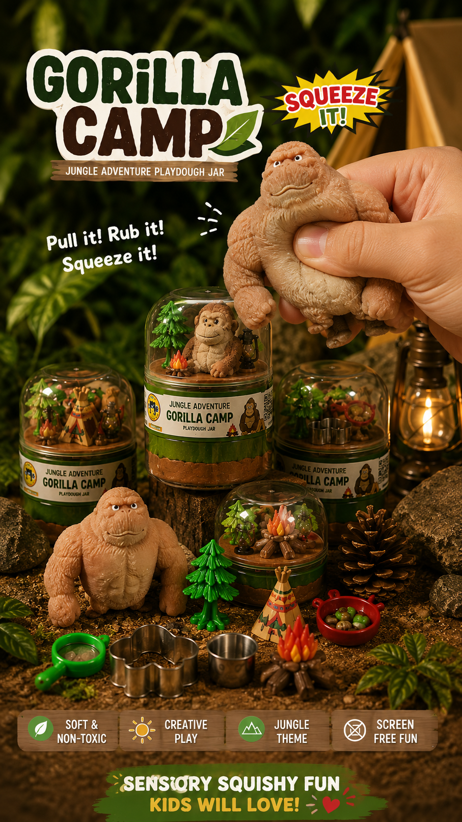 Gorilla Camp Playdough Jar