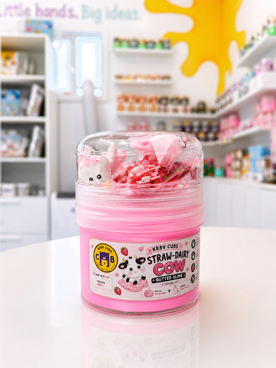 Straw-Dairy Cow | Bubble Gum Butter Slime