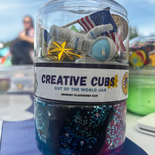 Out of the world - space theme playdough Jar