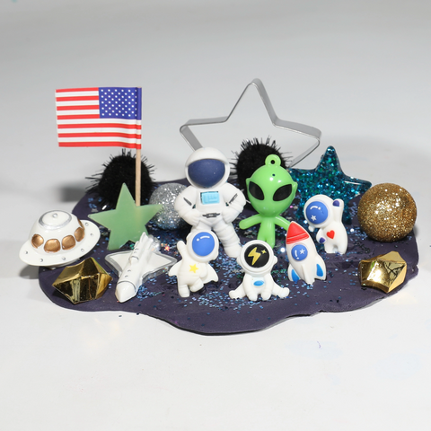 Out of the world - space theme playdough Jar